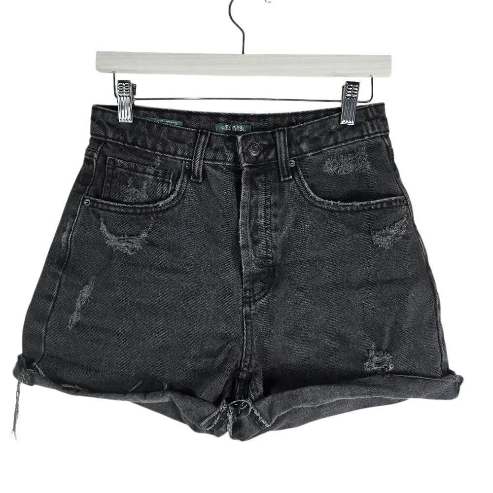 Wild Fable Charcoal Jean Shorts Super High‑Rise Button Fly Cutoff Distressed